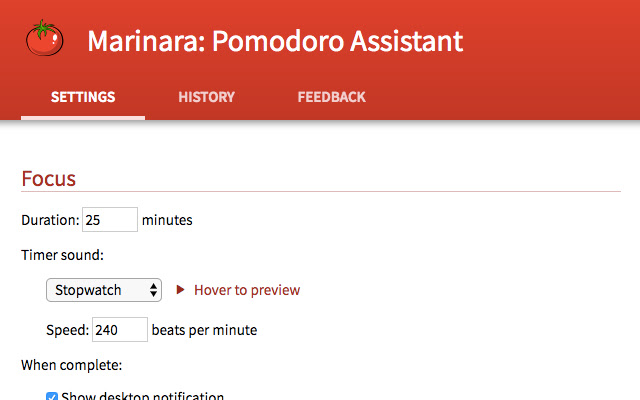 pomodoro tecnique representation with pomodoro assistant extension